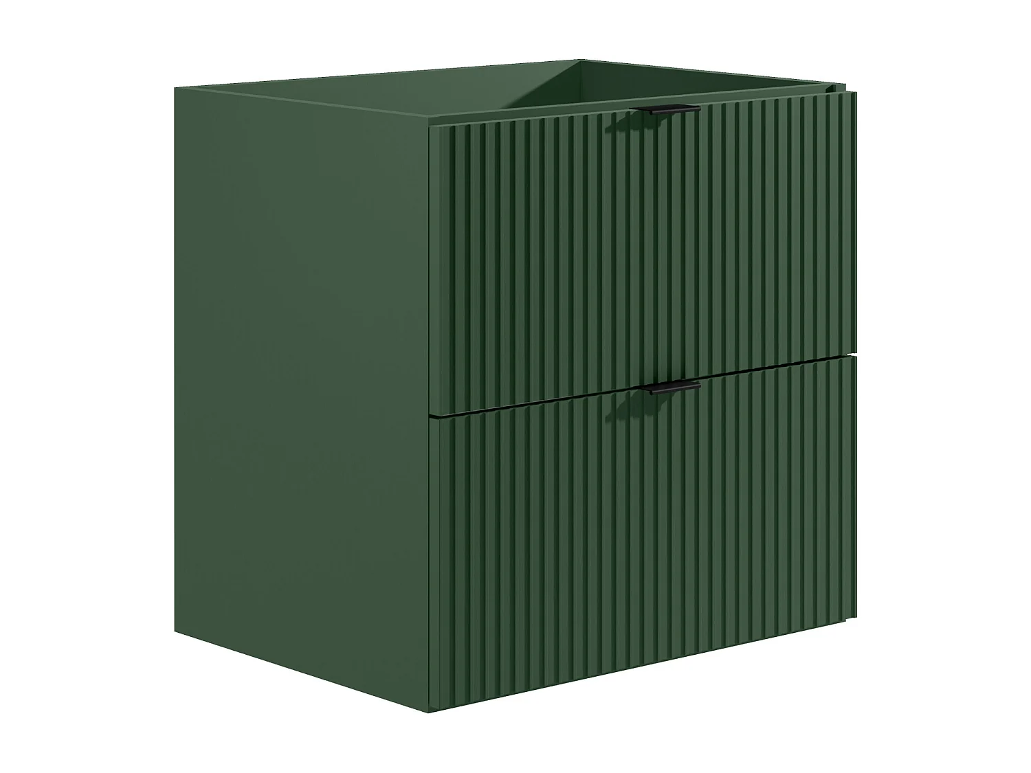 Meuble sous vasque suspendu strié - Vert mat - 60 cm - ZEVINI