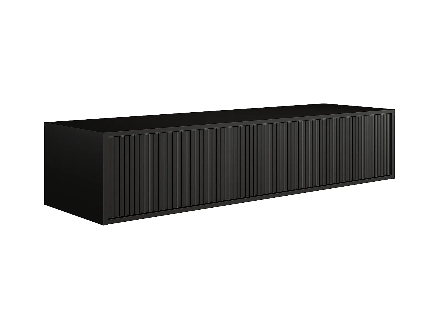 Mueble bajo lavabo suspendido estriado - Negro - 150 cm - ARNEGA
