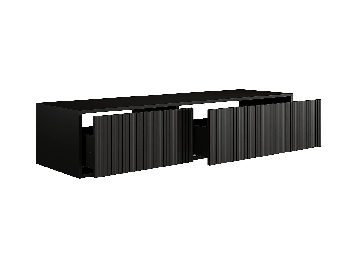 Mueble bajo lavabo suspendido estriado - Negro - 150 cm - ARNEGA