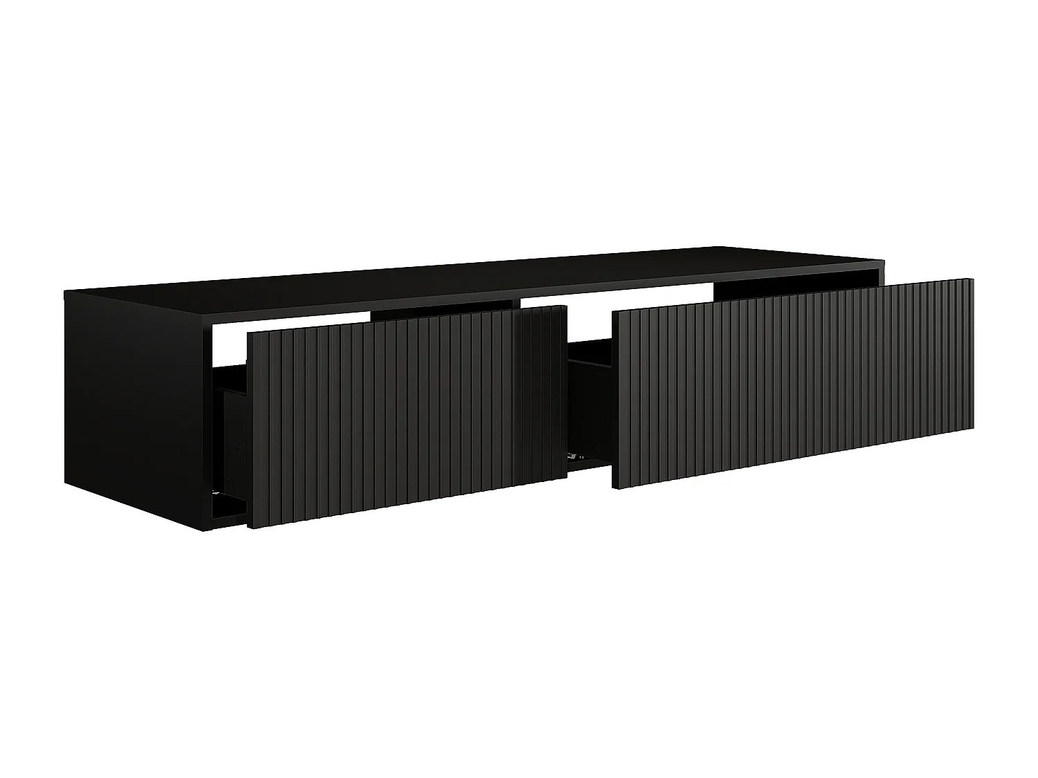 Vegghengt vask-underskap med riflede detaljer - Svart - 150 cm - ARNEGA