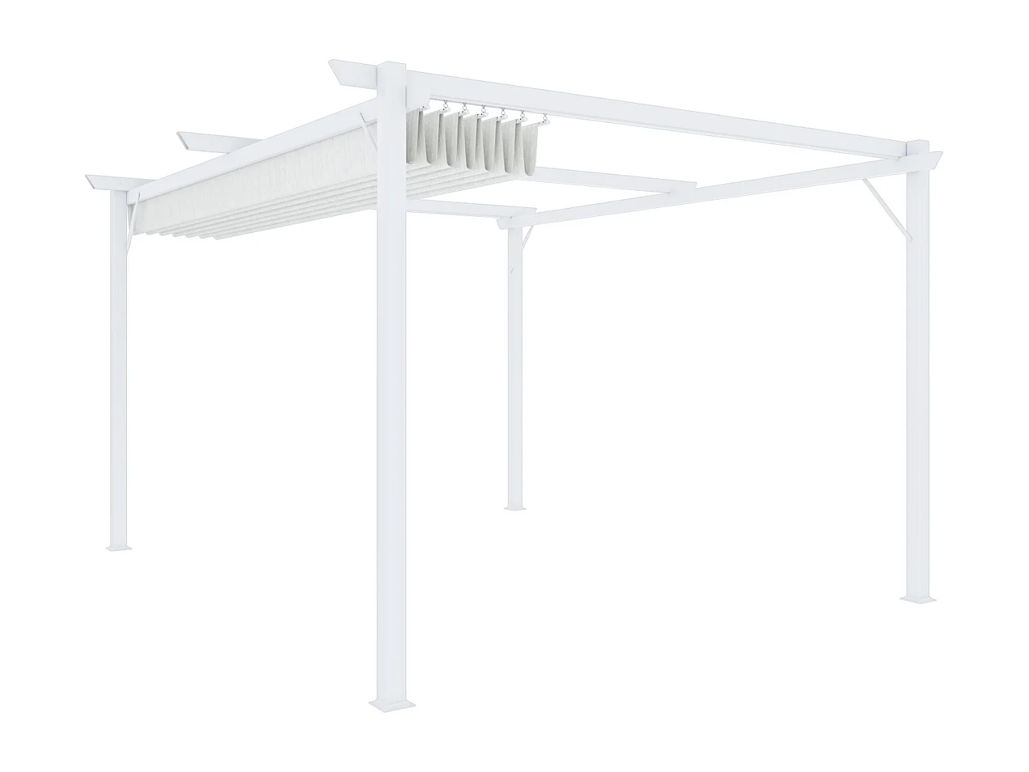 Gazebo Pergola 3x4 M Pergolato Con Telo Bianco Impermeabile Retrattile Richiudibile Struttura In Acciaio Per Giardino Terrazzo Piscina Esterno Fiere