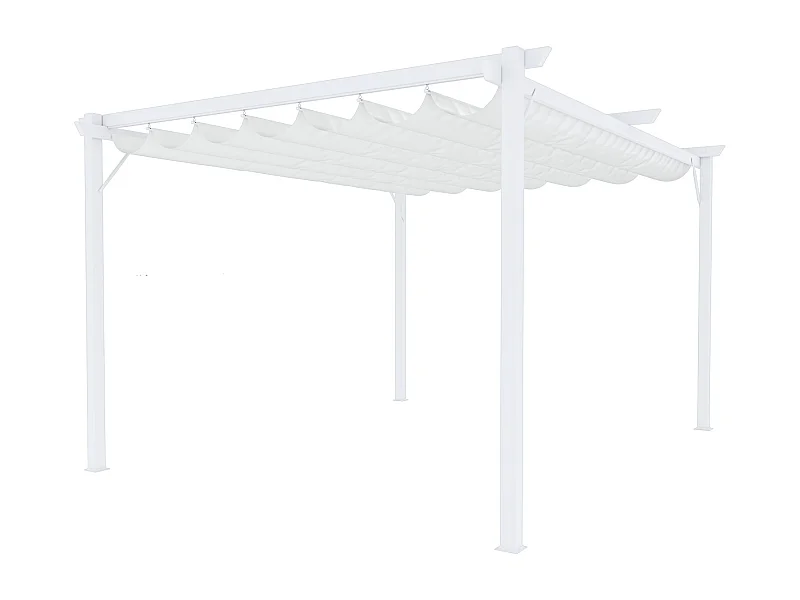 Gazebo Pergola 3x4 M Pergolato Con Telo Bianco Impermeabile Retrattile Richiudibile Struttura In Acciaio Per Giardino Terrazzo Piscina Esterno Fiere