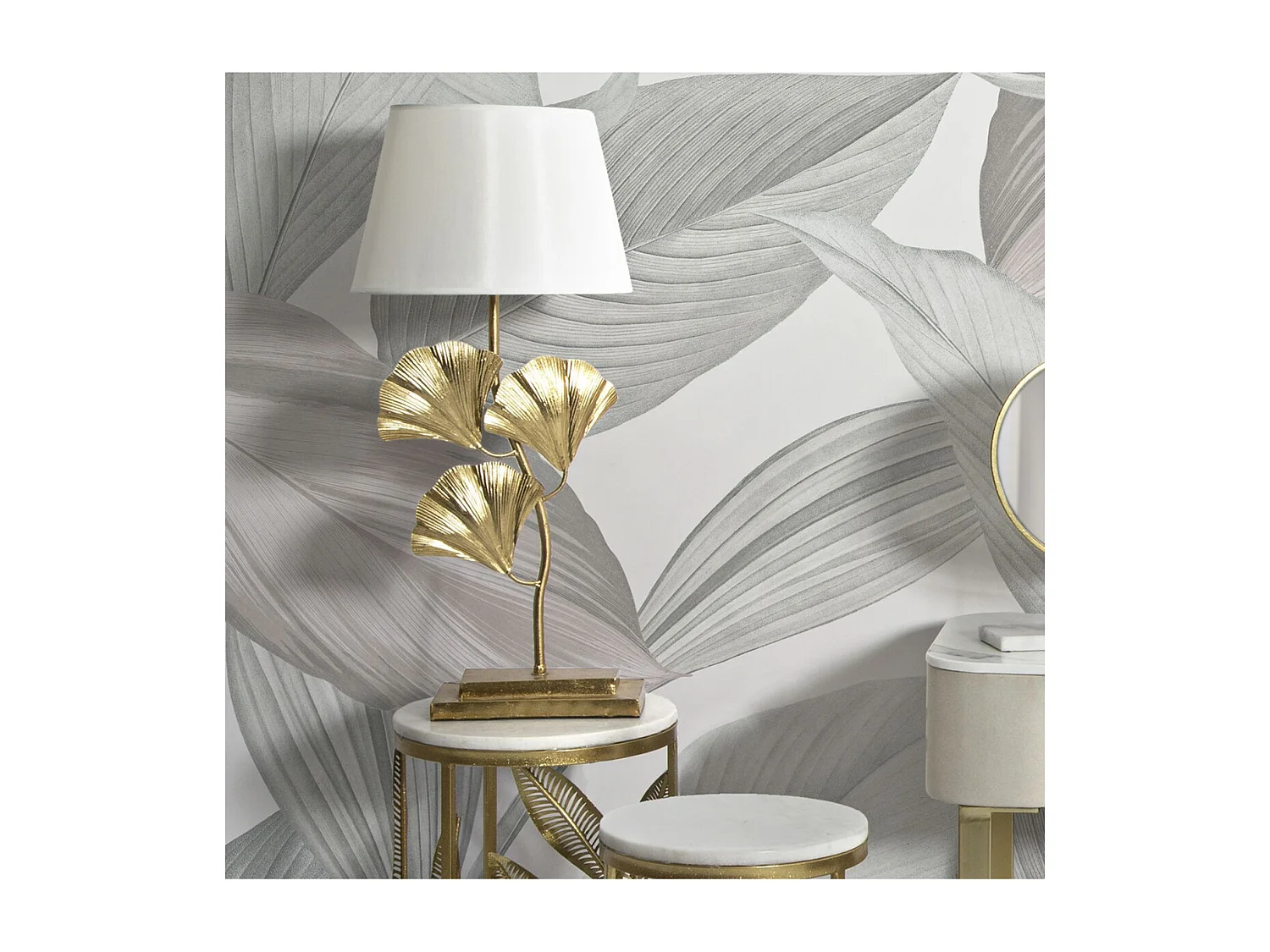 Lampa Stołowa Liść 57, Złoto, 33x33x81 cm, Seven Design