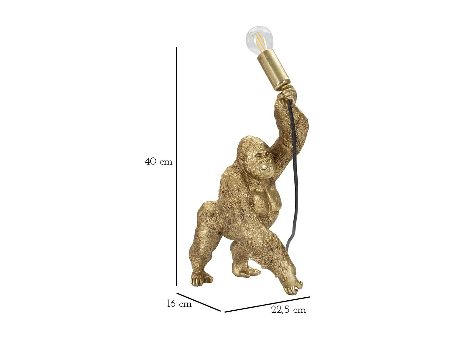 Lampa Stołowa Goryl 1, Złoto, 22,5x16x40 cm, Epikasa