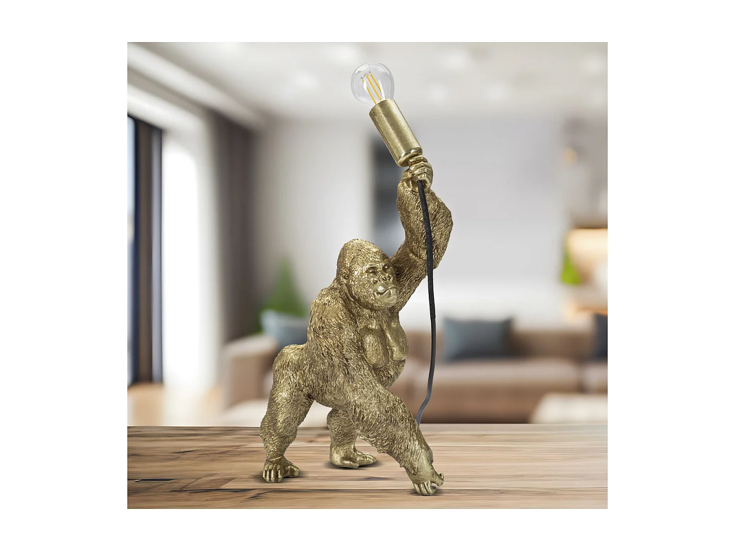 Lampa Stołowa Goryl 1, Złoto, 22,5x16x40 cm, Seven Design