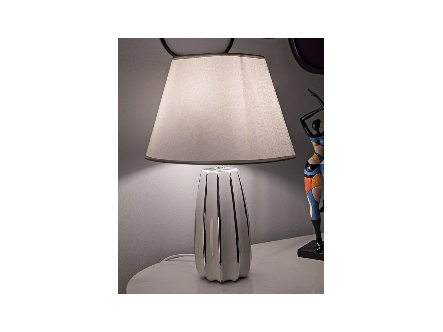 Lampada da Tavolo MF112, Bianco, 30x30x45 cm, Epikasa