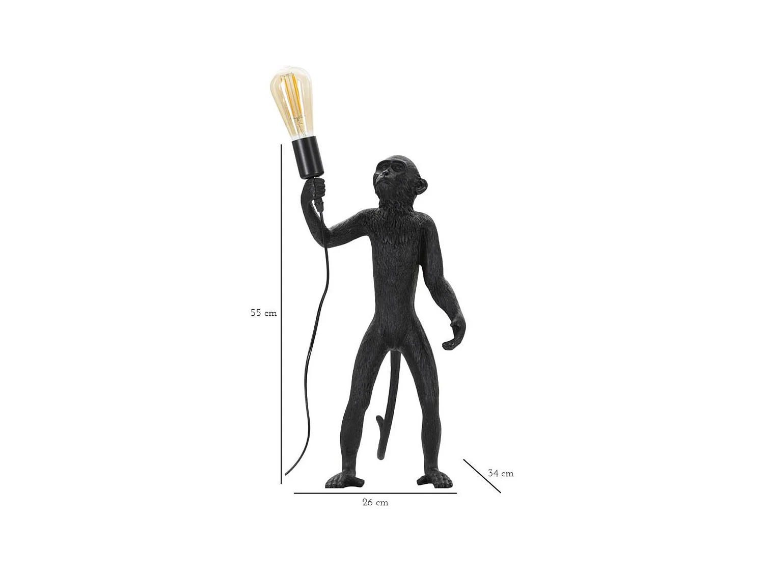 Lampada da Tavolo Scimmia 5, Nero, 26x34x55 cm, Epikasa