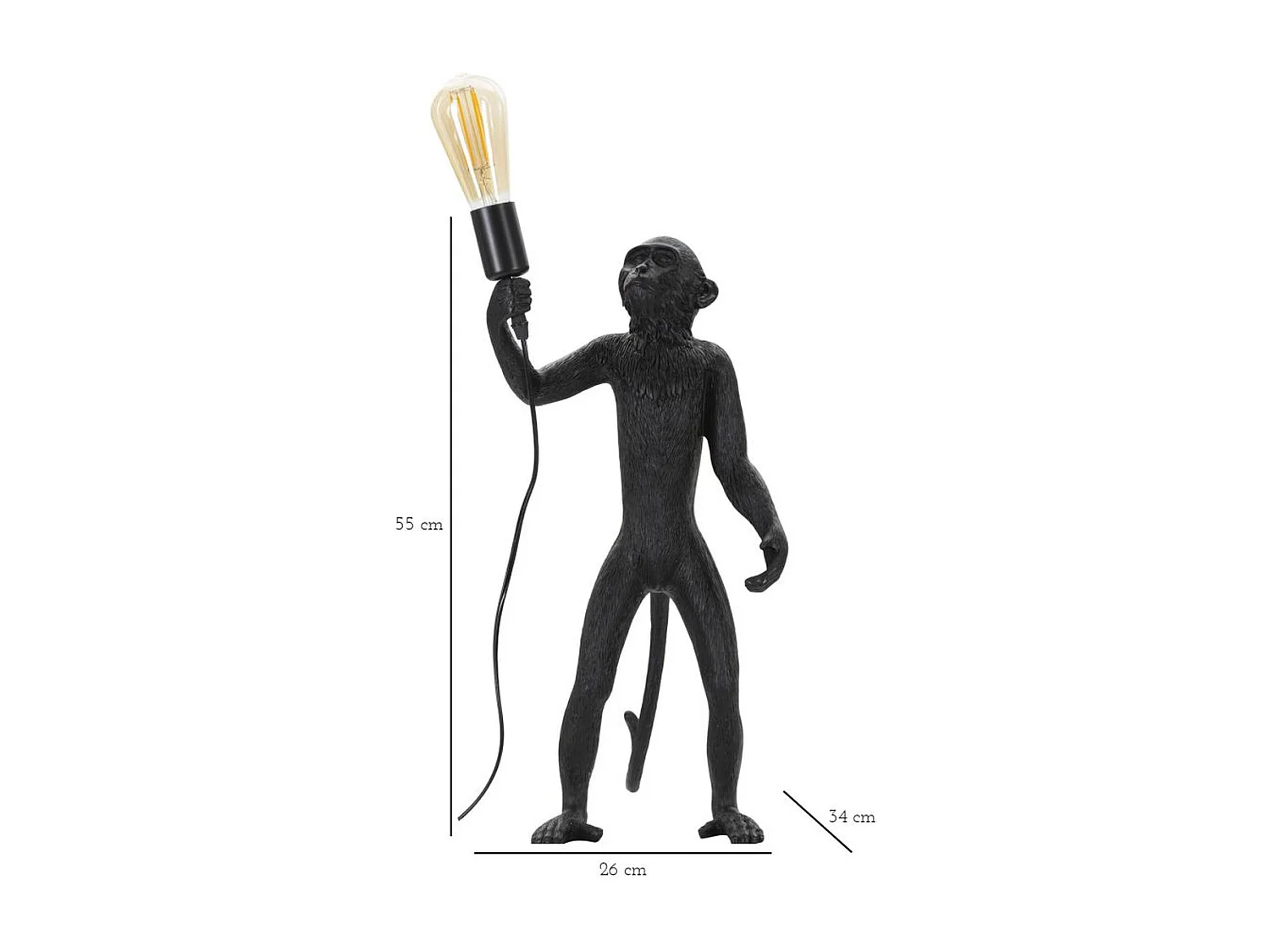 Lampa Stołowa Małpa 5, Czarny, 26x34x55 cm, Seven Design
