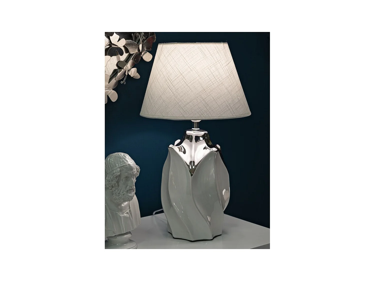 Lampada da Tavolo MF88, Bianco, 30x30x51 cm, Epikasa