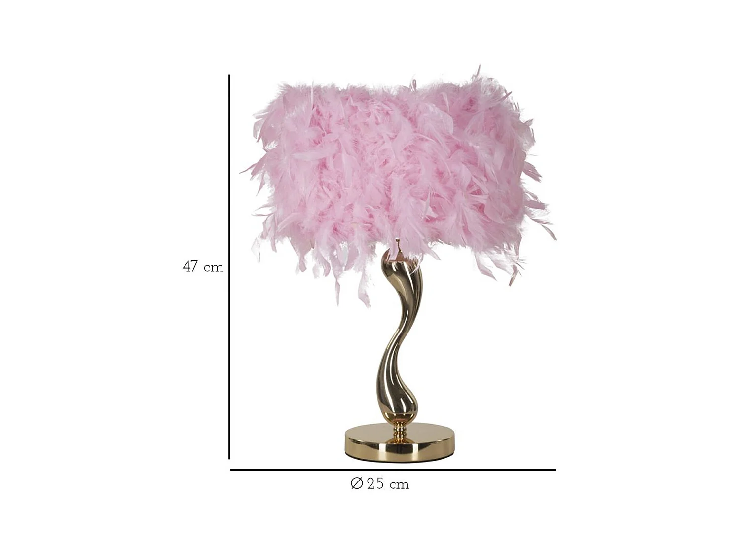 Lampe à Poser Plumes 4, Rose, 25x25x47 cm, Epikasa