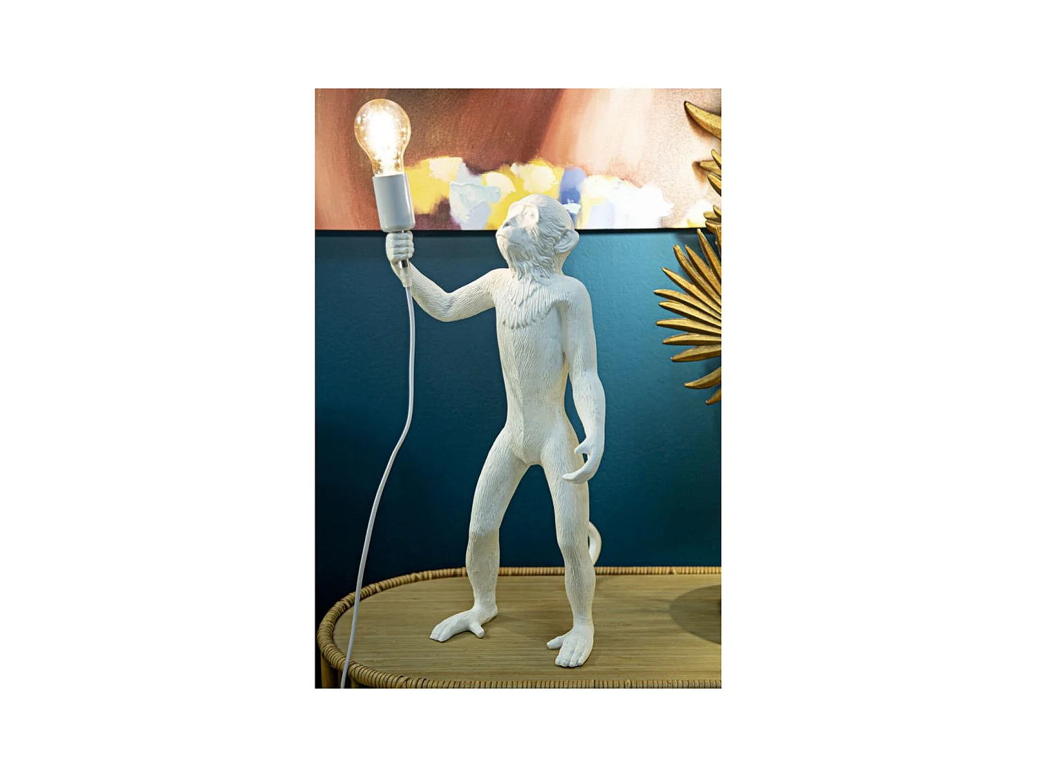 Lampa Stołowa Małpa 3, Biały, 26x34x55 cm, Epikasa