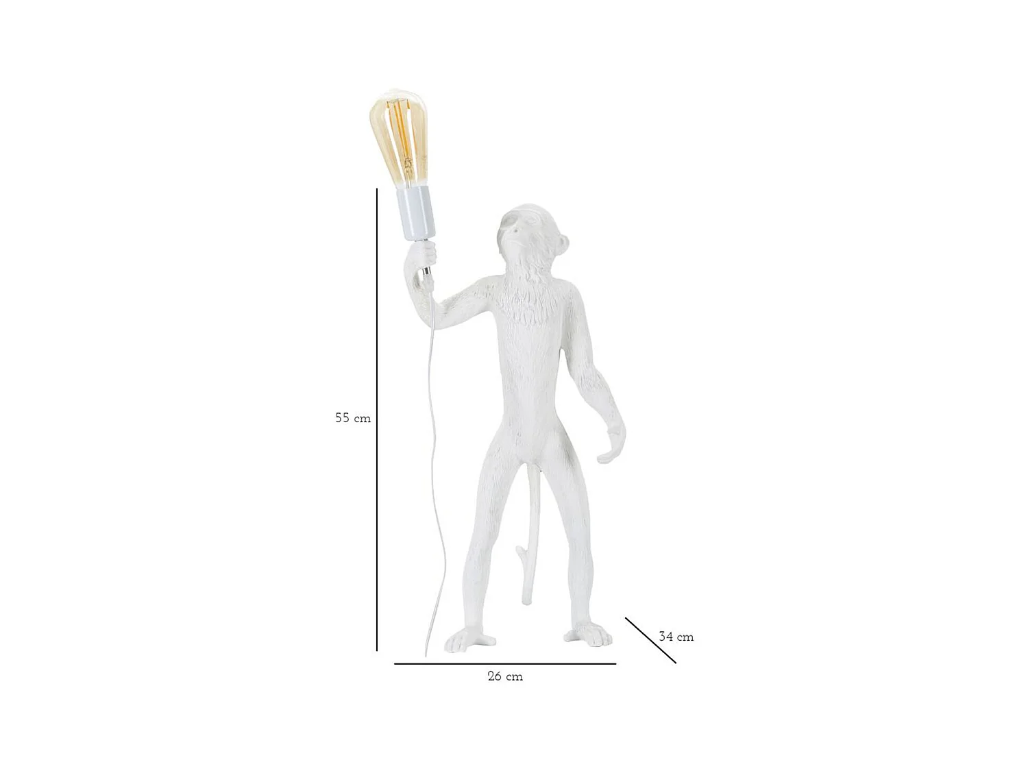 Lampa Stołowa Małpa 3, Biały, 26x34x55 cm, Epikasa