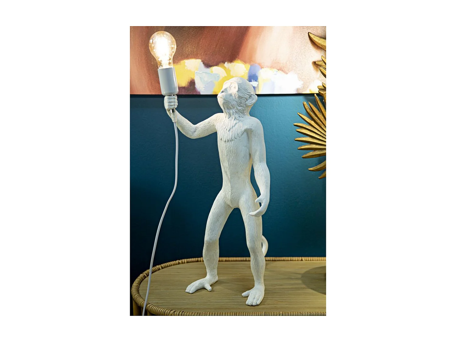 Lampa Stołowa Małpa 3, Biały, 26x34x55 cm, Seven Design