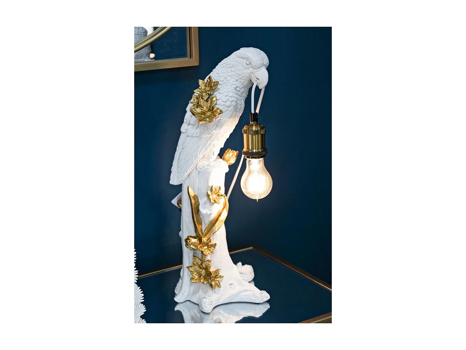 Lampe à Poser Perroquet 1, Blanc, 20x20x50,5 cm, Seven Design