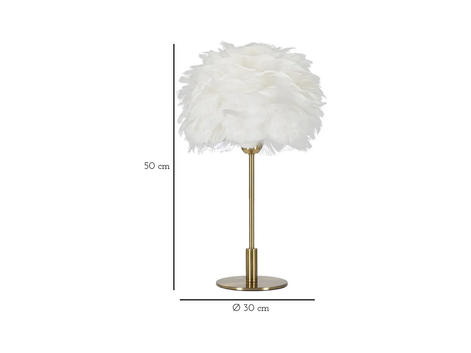 Candeeiro de Mesa Penas 7, Branco, 30x30x50 cm, Epikasa