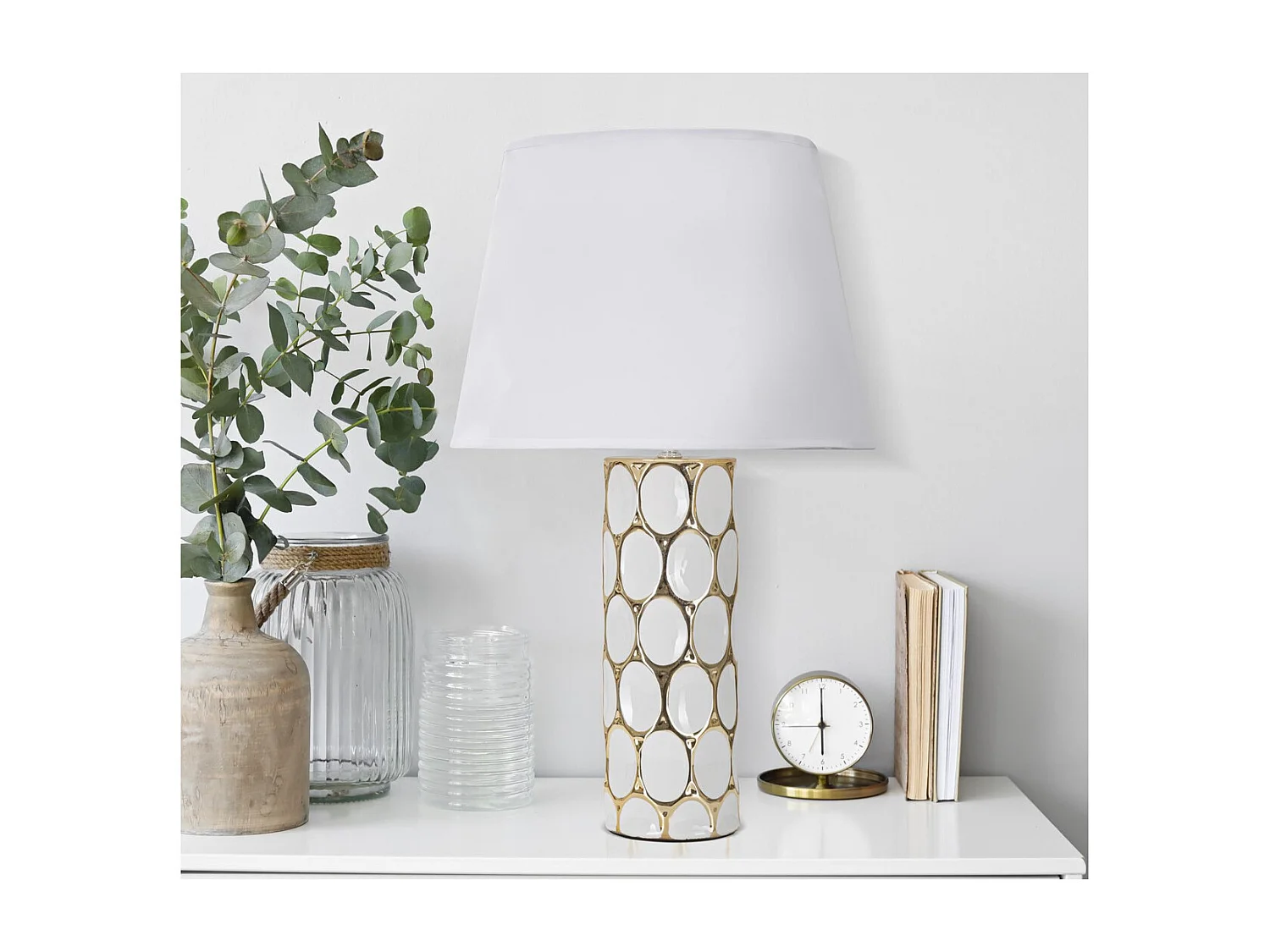 Lampa Stołowa MF109, Biały, 34,5x34,5x56 cm, Seven Design