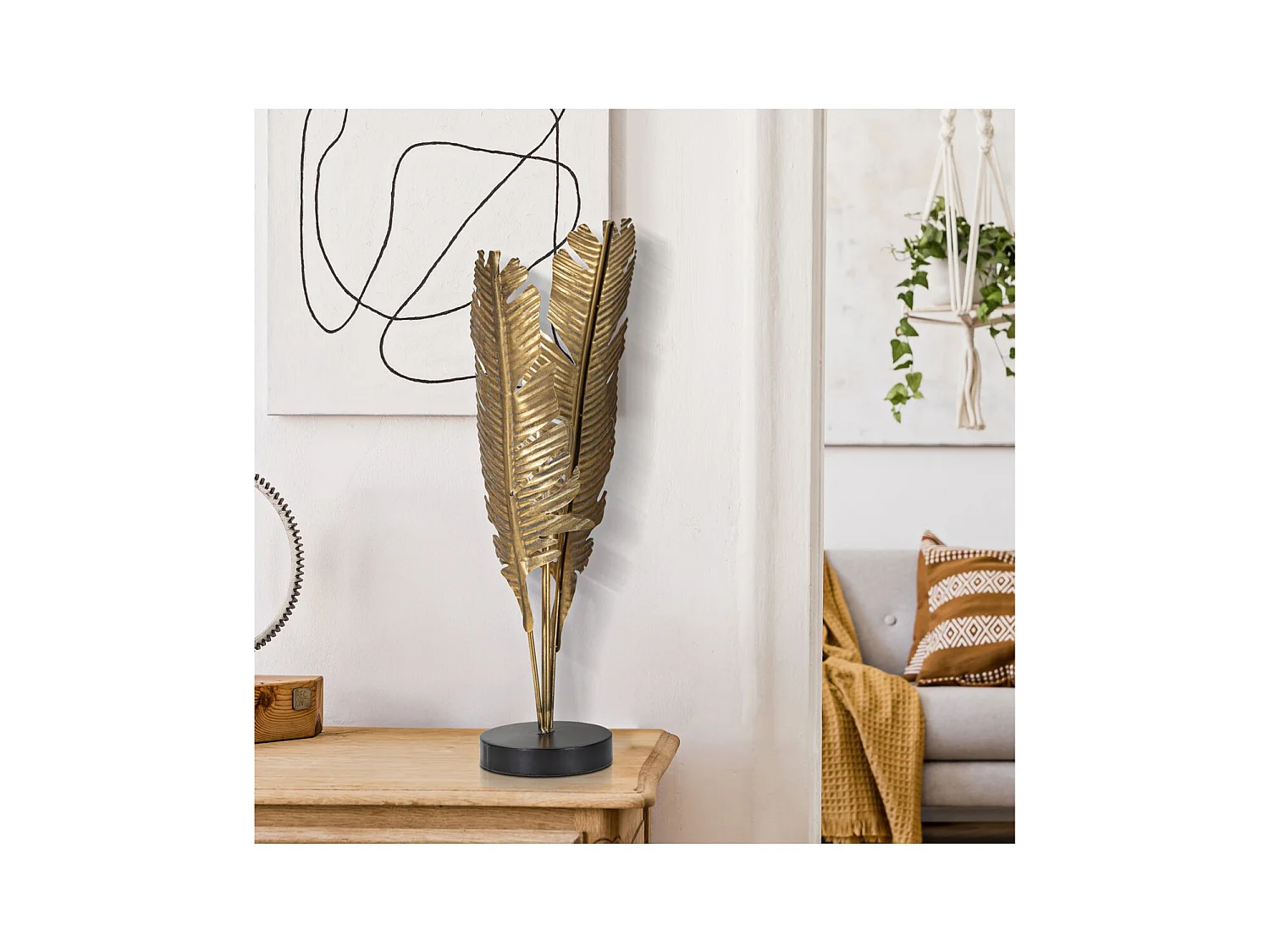 Candeeiro de Mesa Palma 1, Ouro, 26x26x64 cm, Epikasa