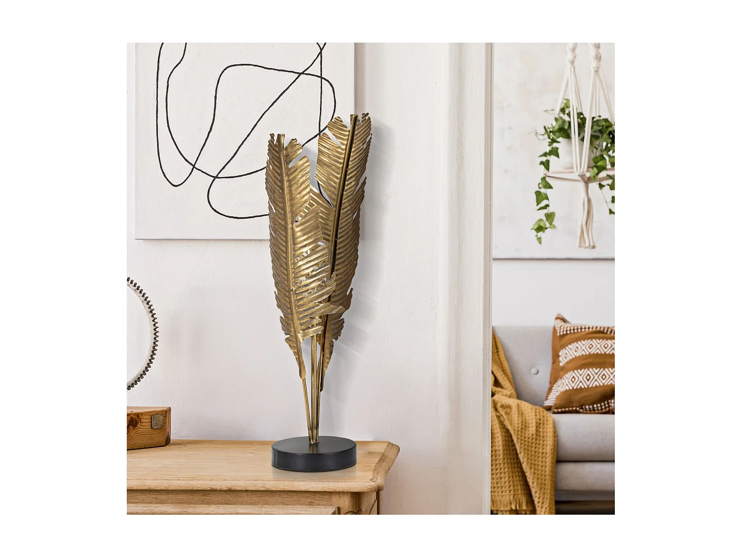 Lampa Stołowa Palma 1, Złoto, 26x26x64 cm, Seven Design