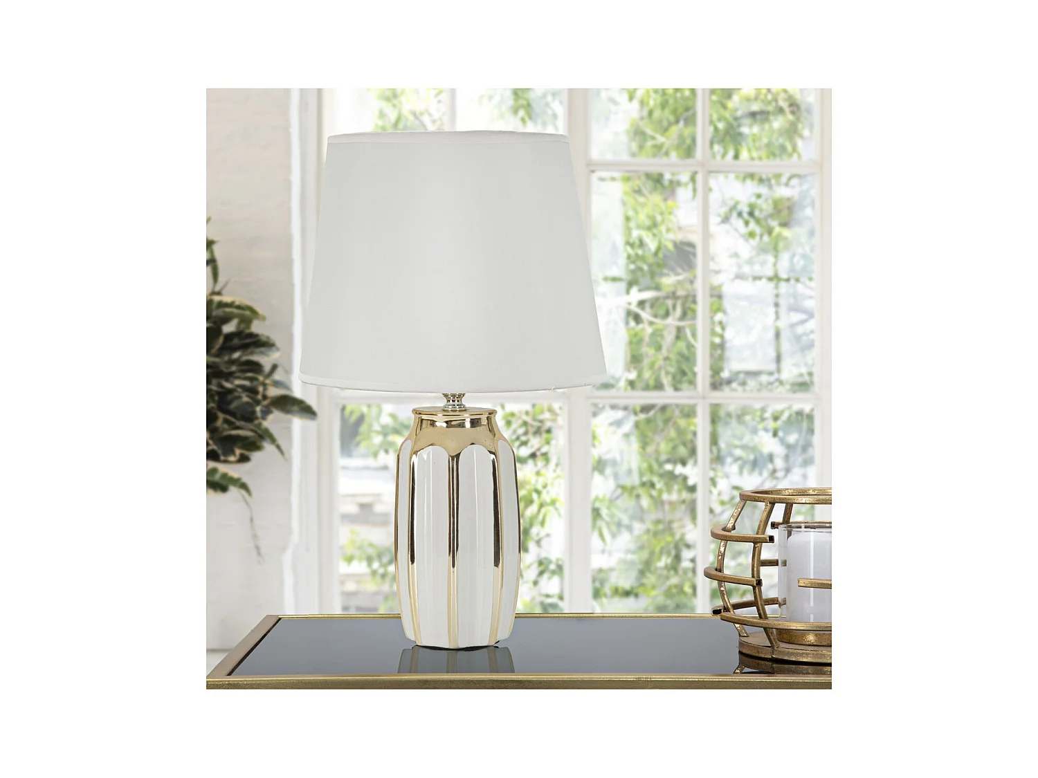 Lampada da Tavolo MF116, Bianco, 25x25x40,5 cm, Epikasa