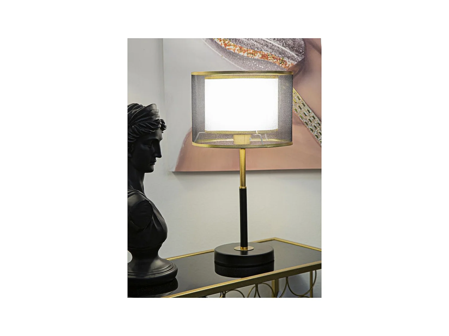 Lampa Stołowa MF146, Czarny, 25x25x48 cm, Epikasa