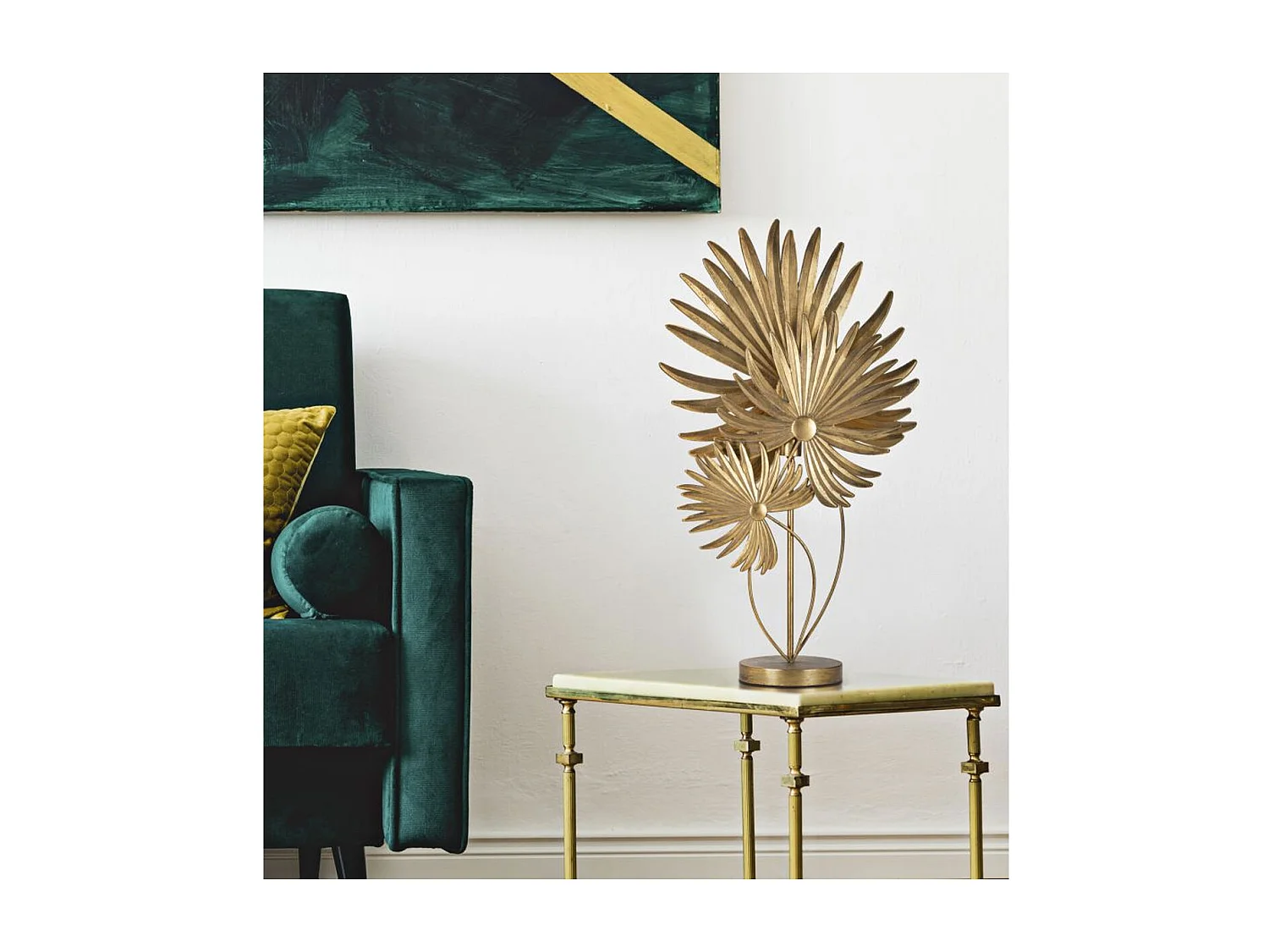 Candeeiro de Mesa Palma 2, Ouro, 51x19,5x90 cm, Seven Design