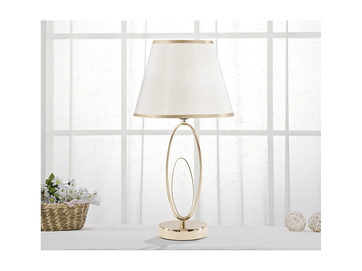 Lampe à Poser MF133, Blanc, 24x24x47 cm, Seven Design