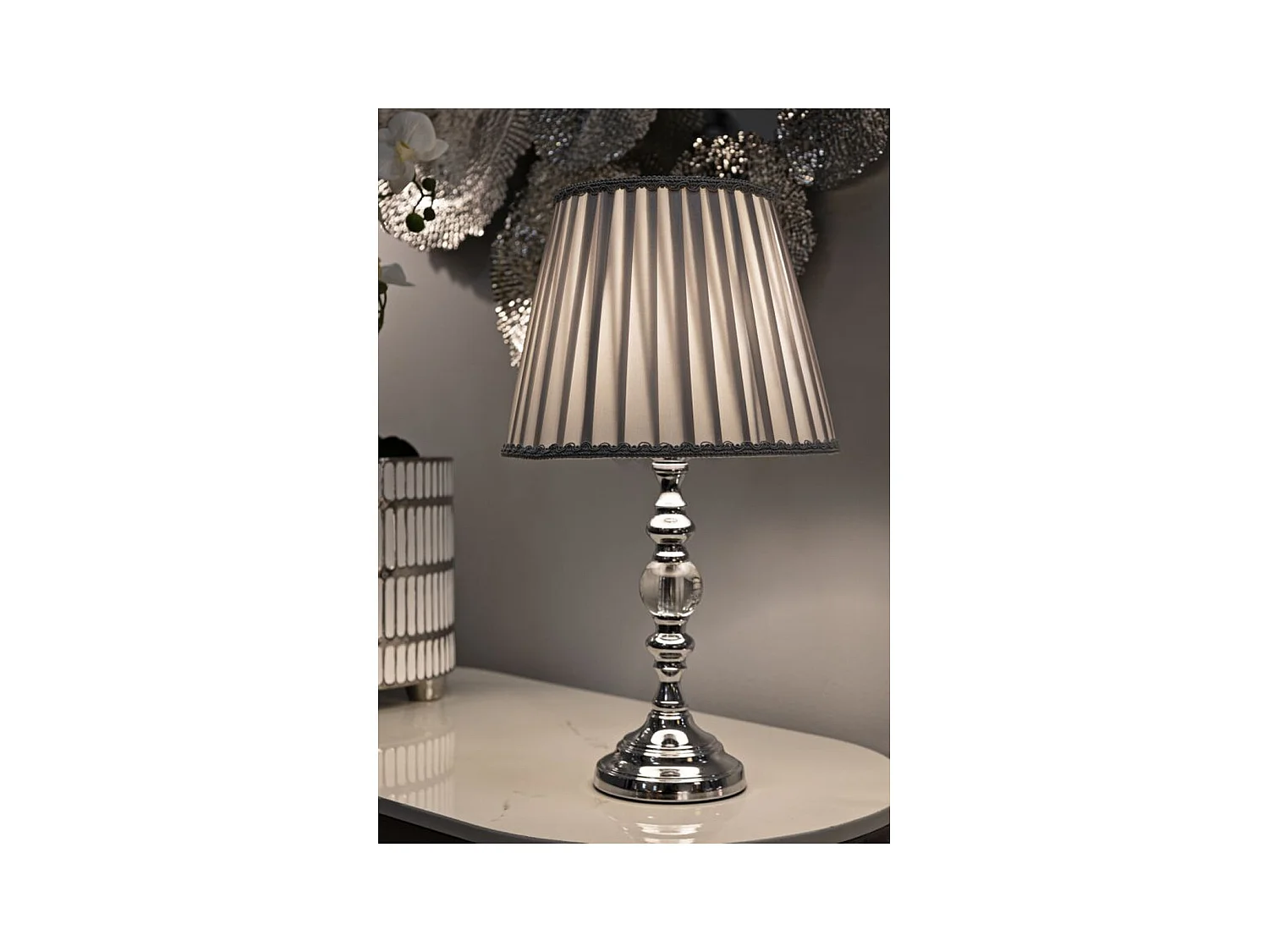 Lampe à Poser MF157, Argent, 25x25x46 cm, Epikasa