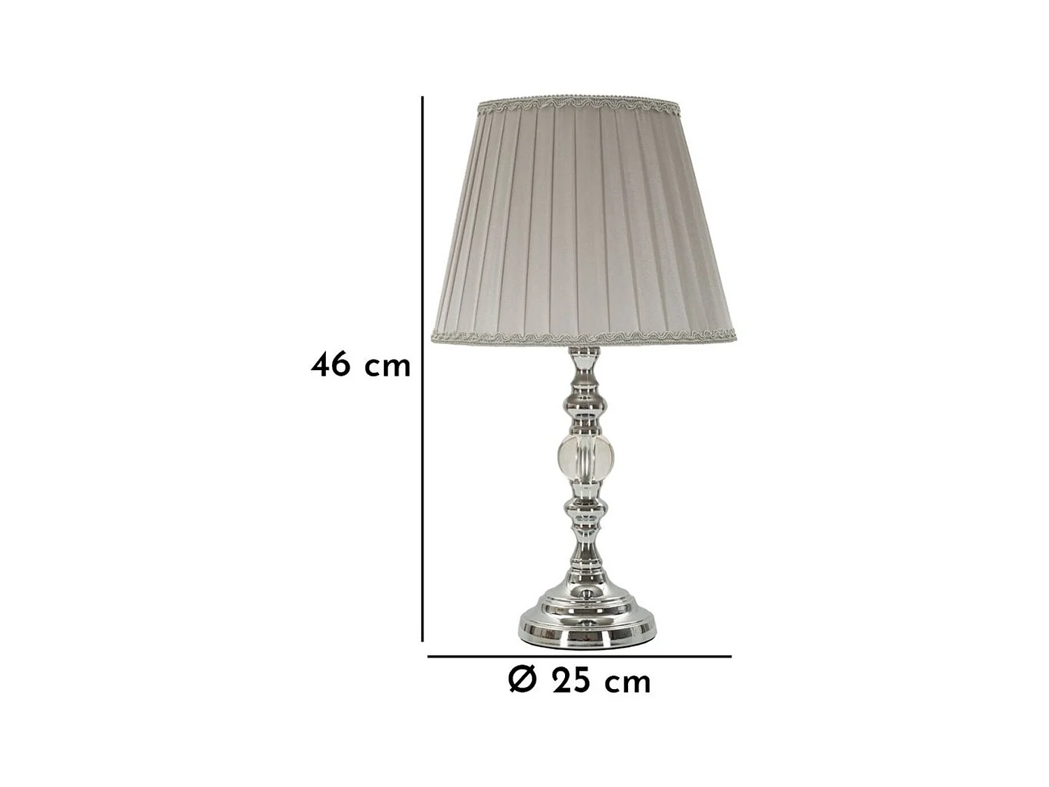 Lampe à Poser MF157, Argent, 25x25x46 cm, Epikasa