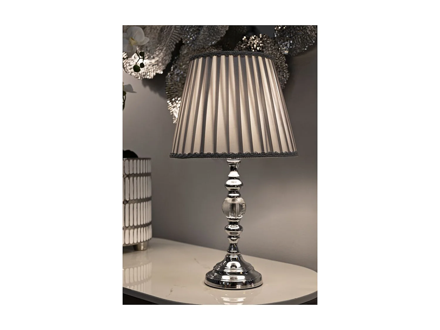 Lampe à Poser MF157, Argent, 25x25x46 cm, Seven Design