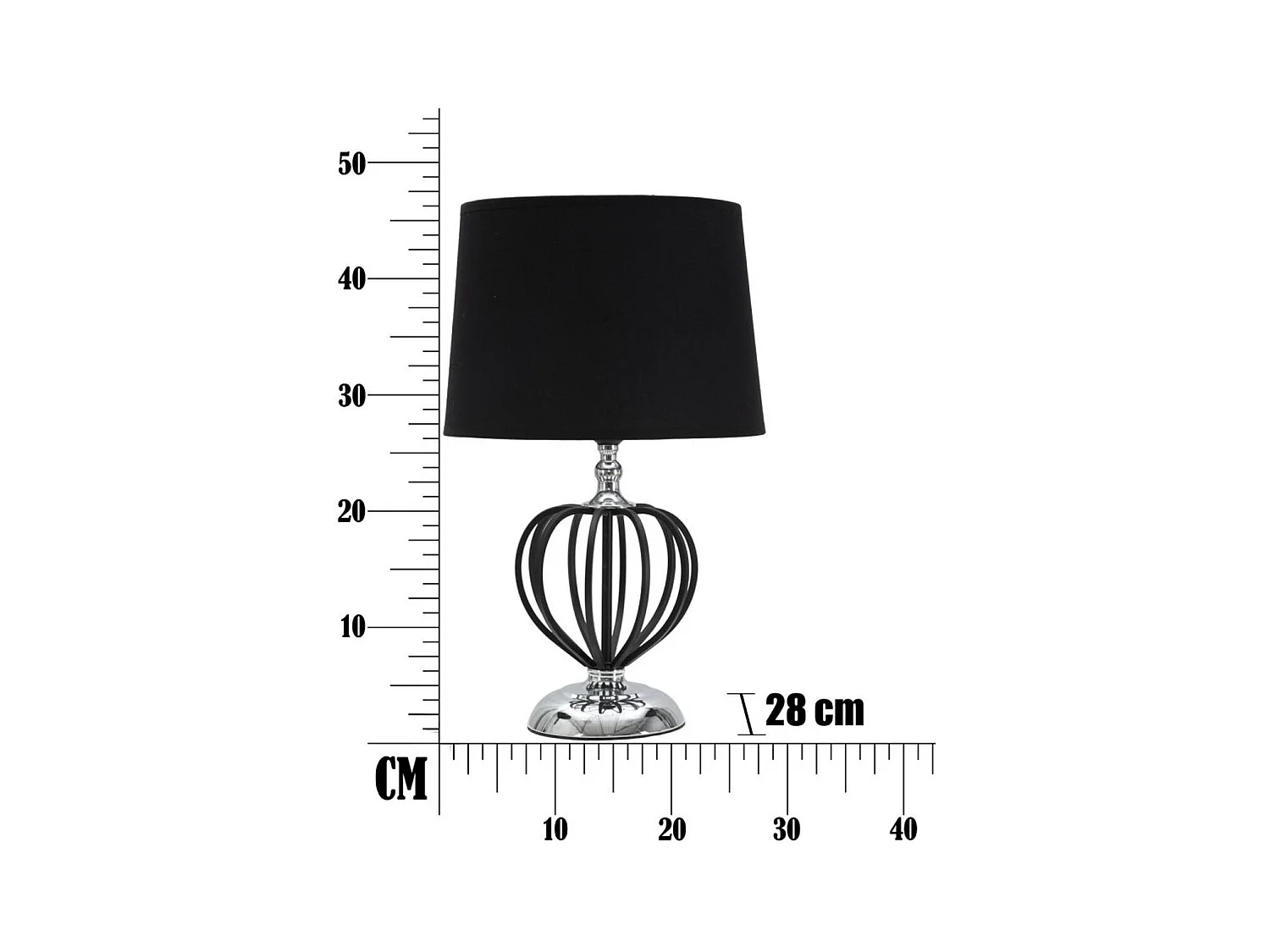 Lampada da Tavolo MF136, Nero, 28x28x44,5 cm, Epikasa