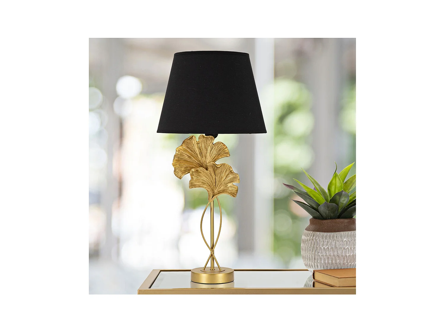 Lampe à Poser Feuille 55, Noir, 30x30x63 cm, Seven Design