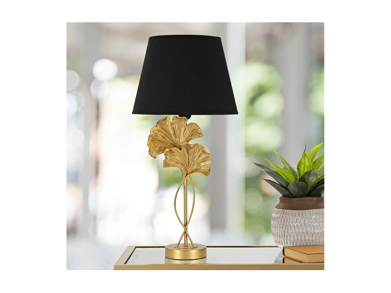 Candeeiro de Mesa Folha 55, Preto, 30x30x63 cm, Seven Design