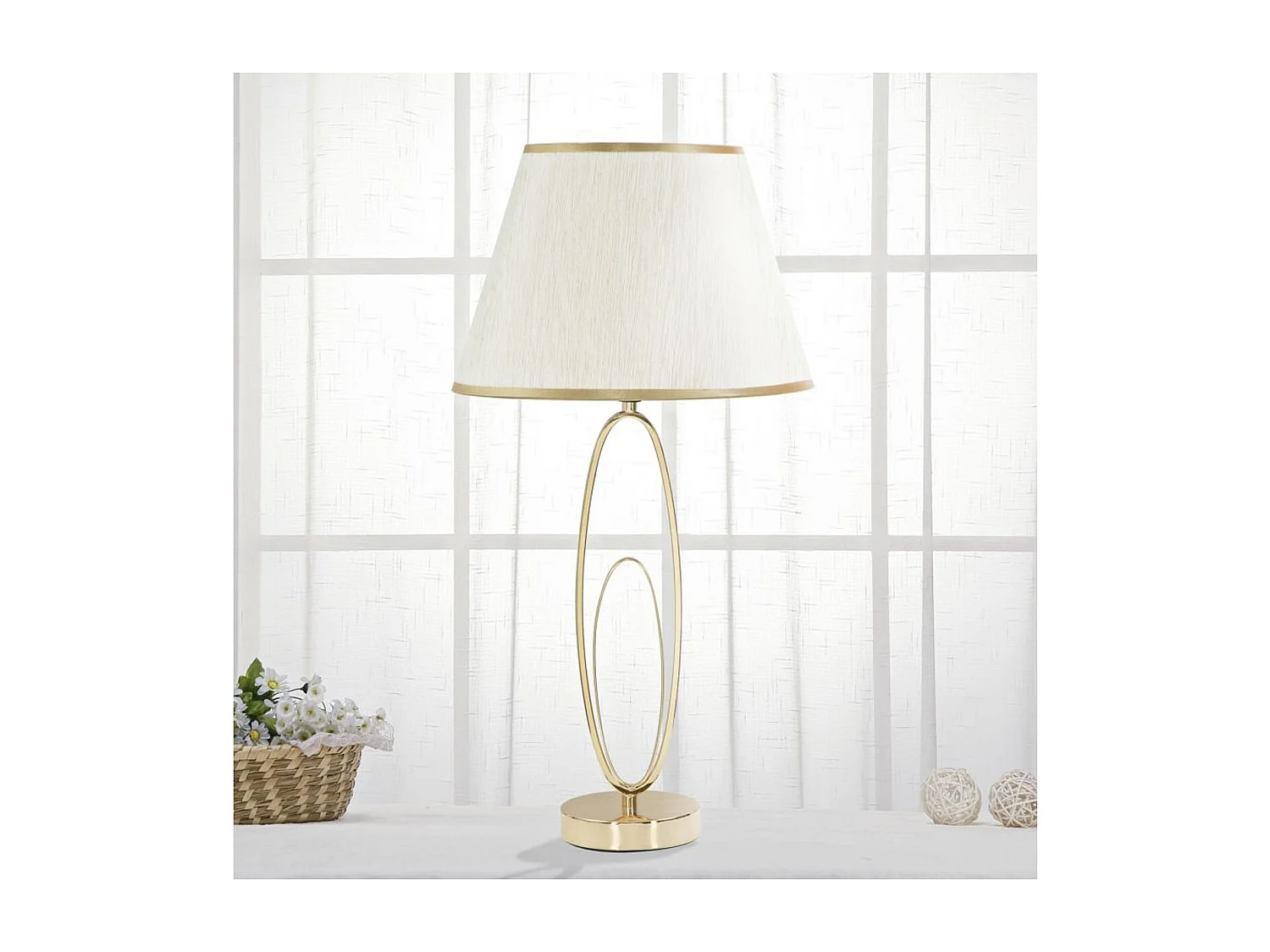 Lampe à Poser MF132, Blanc, 30x30x58 cm, Seven Design