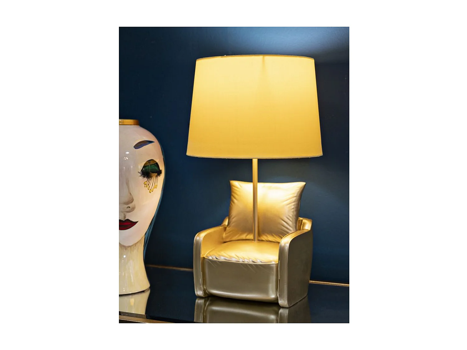 Lampa Stołowa Fotel, Złoto, 26x26x46 cm, Seven Design