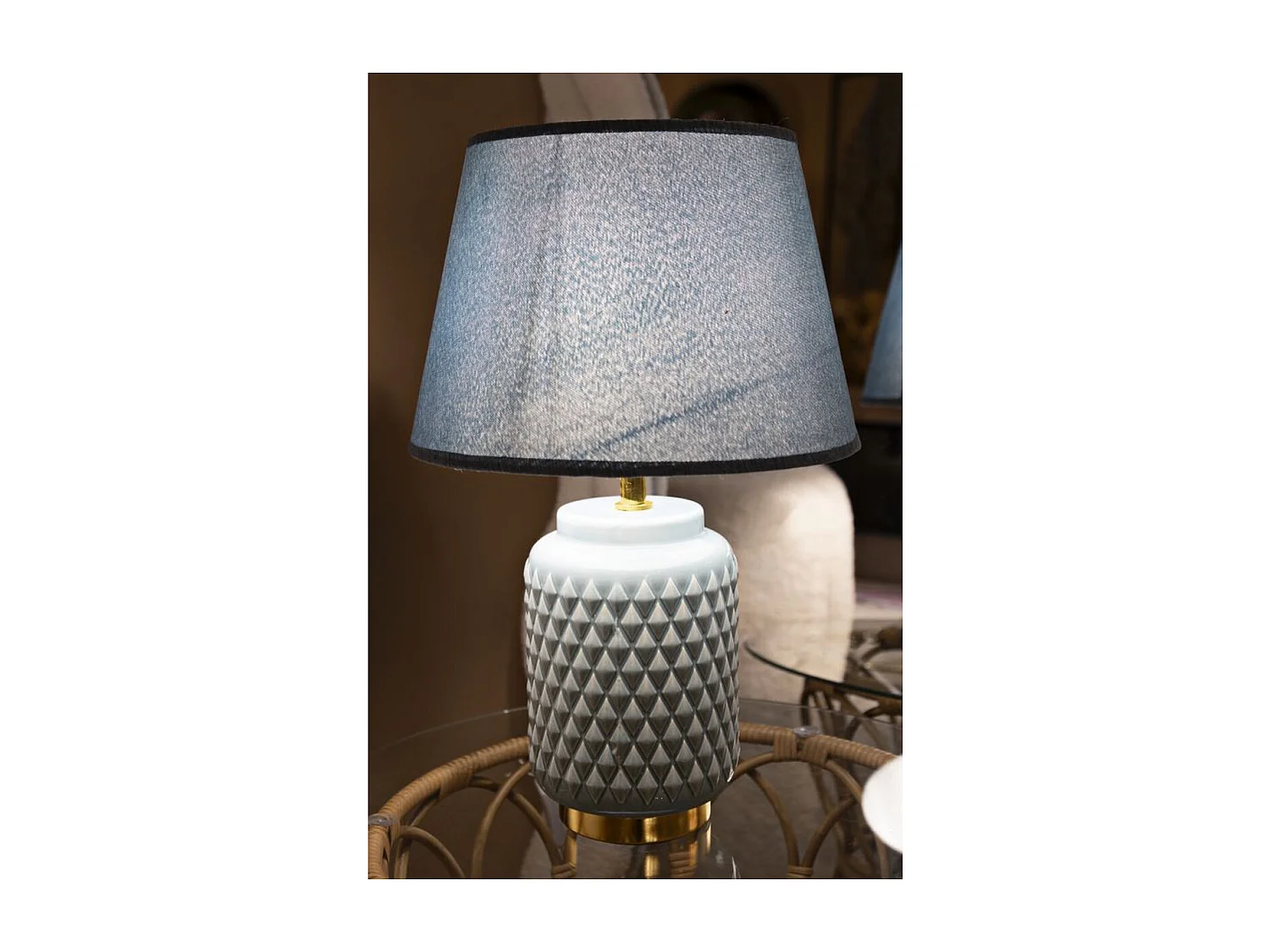 Candeeiro de Mesa MF114, Azul, 28x28x44 cm, Seven Design