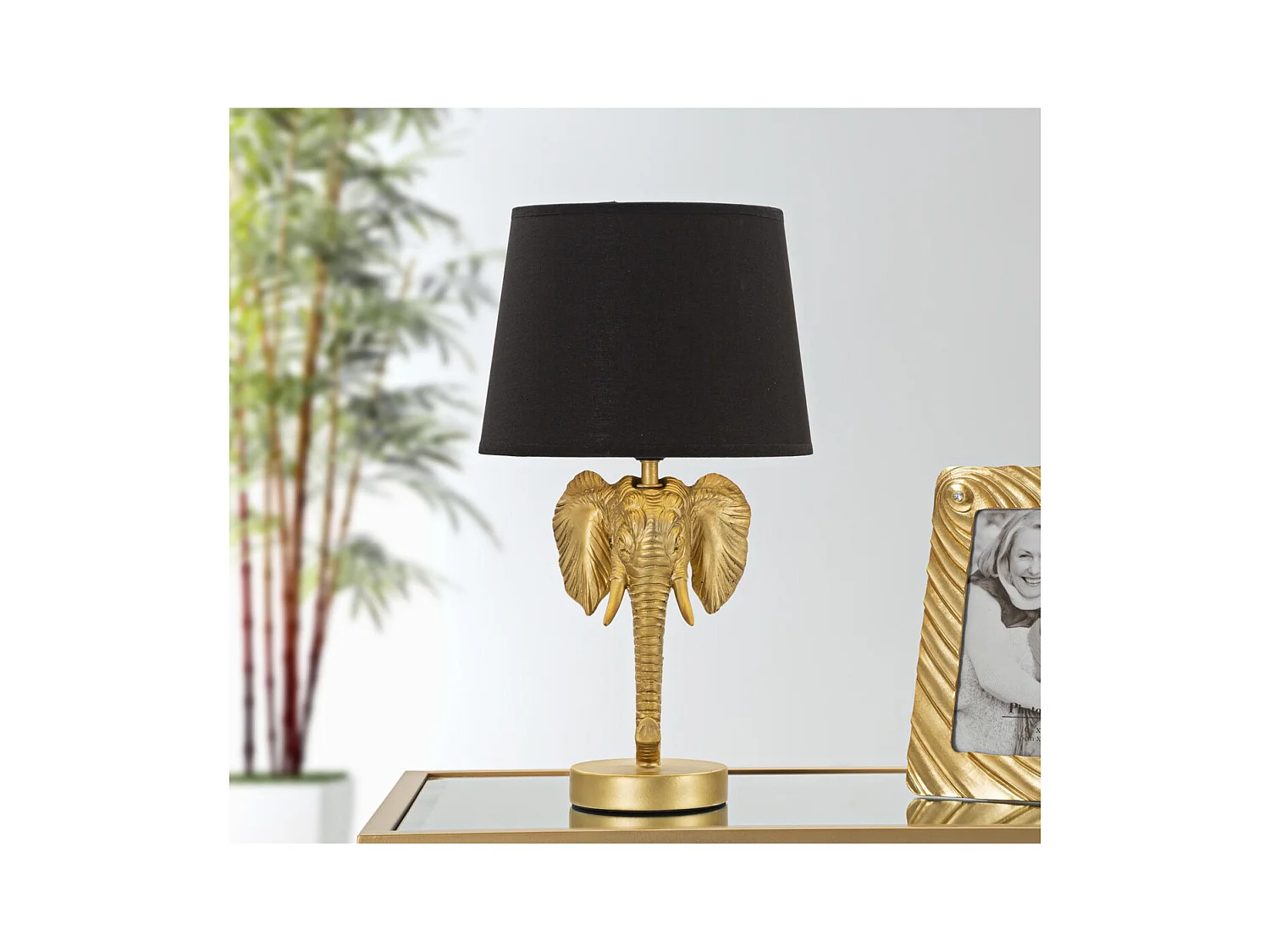 Lampe à Poser Éléphant 1, Noir, 25x25x43 cm, Seven Design