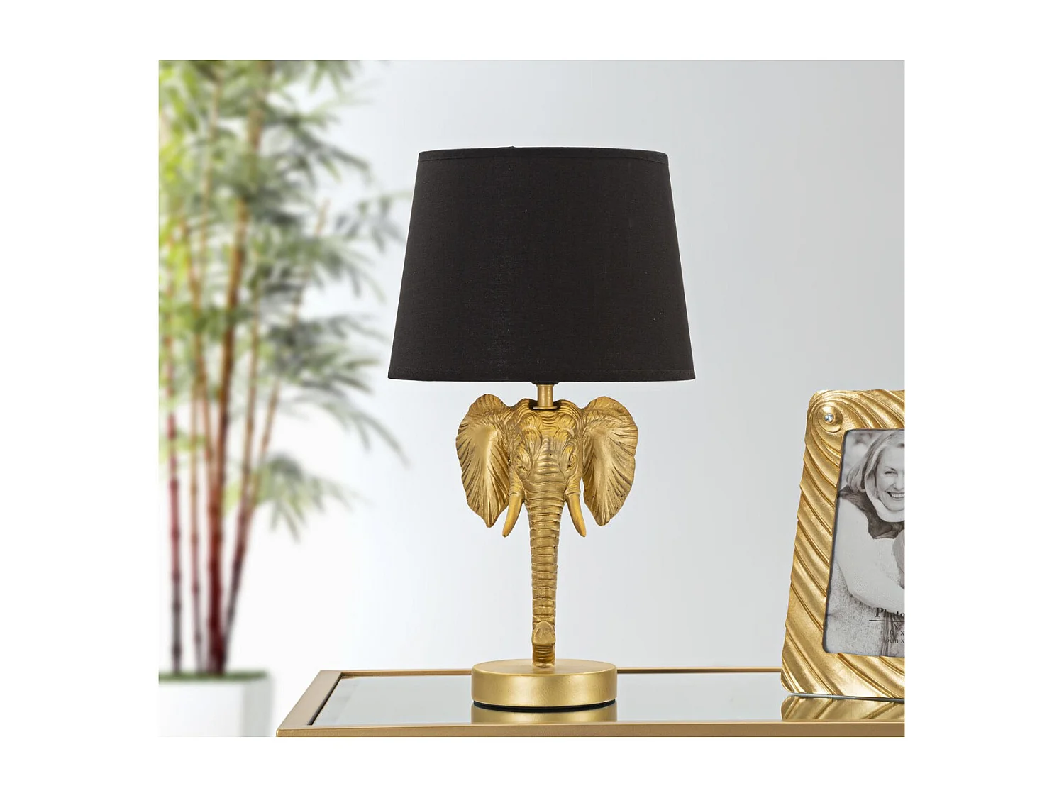 Lampe à Poser Éléphant 1, Noir, 25x25x43 cm, Seven Design