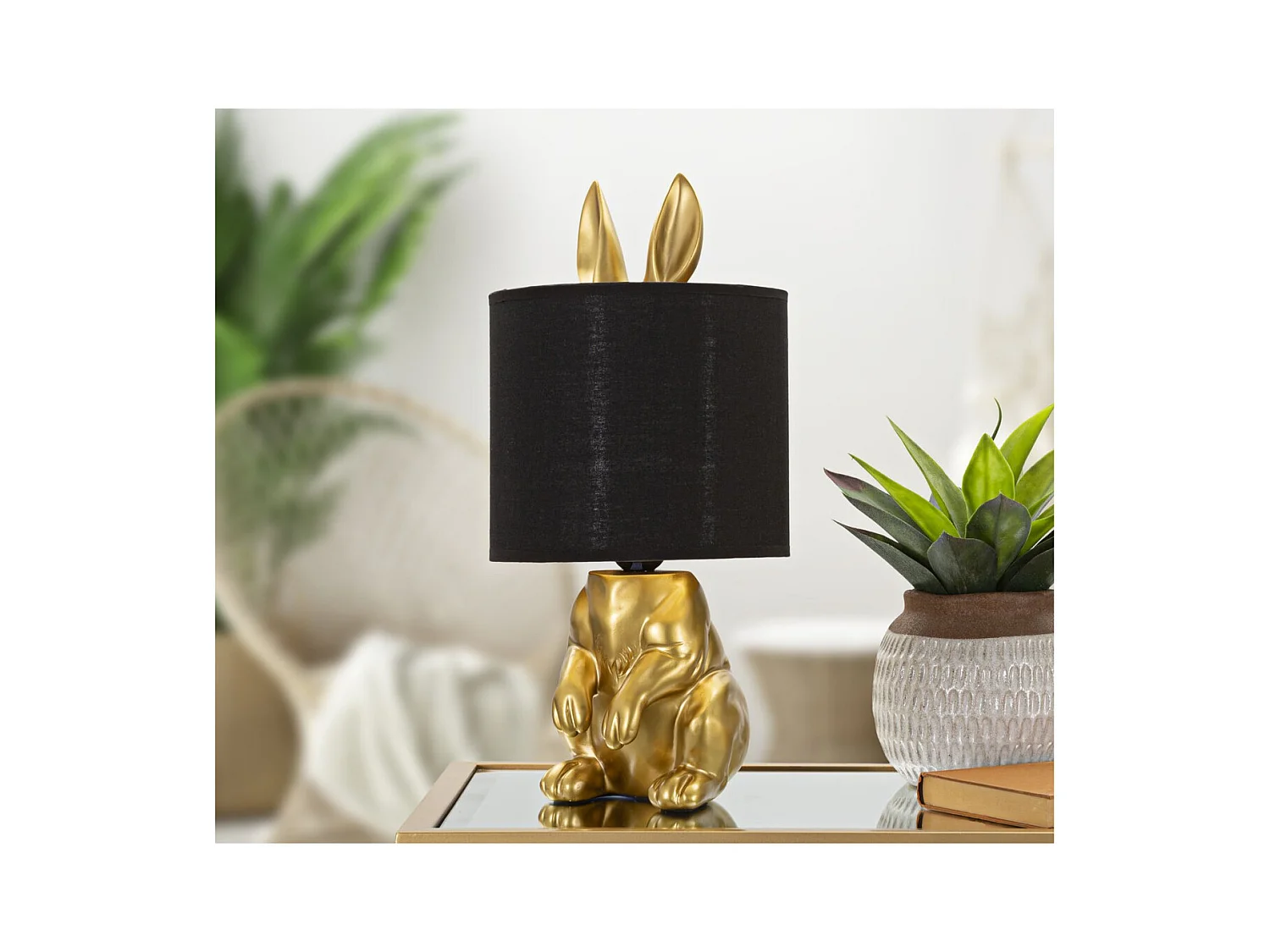 Lampa Stołowa Królik 1, Czarny, 20x20x43 cm, Epikasa