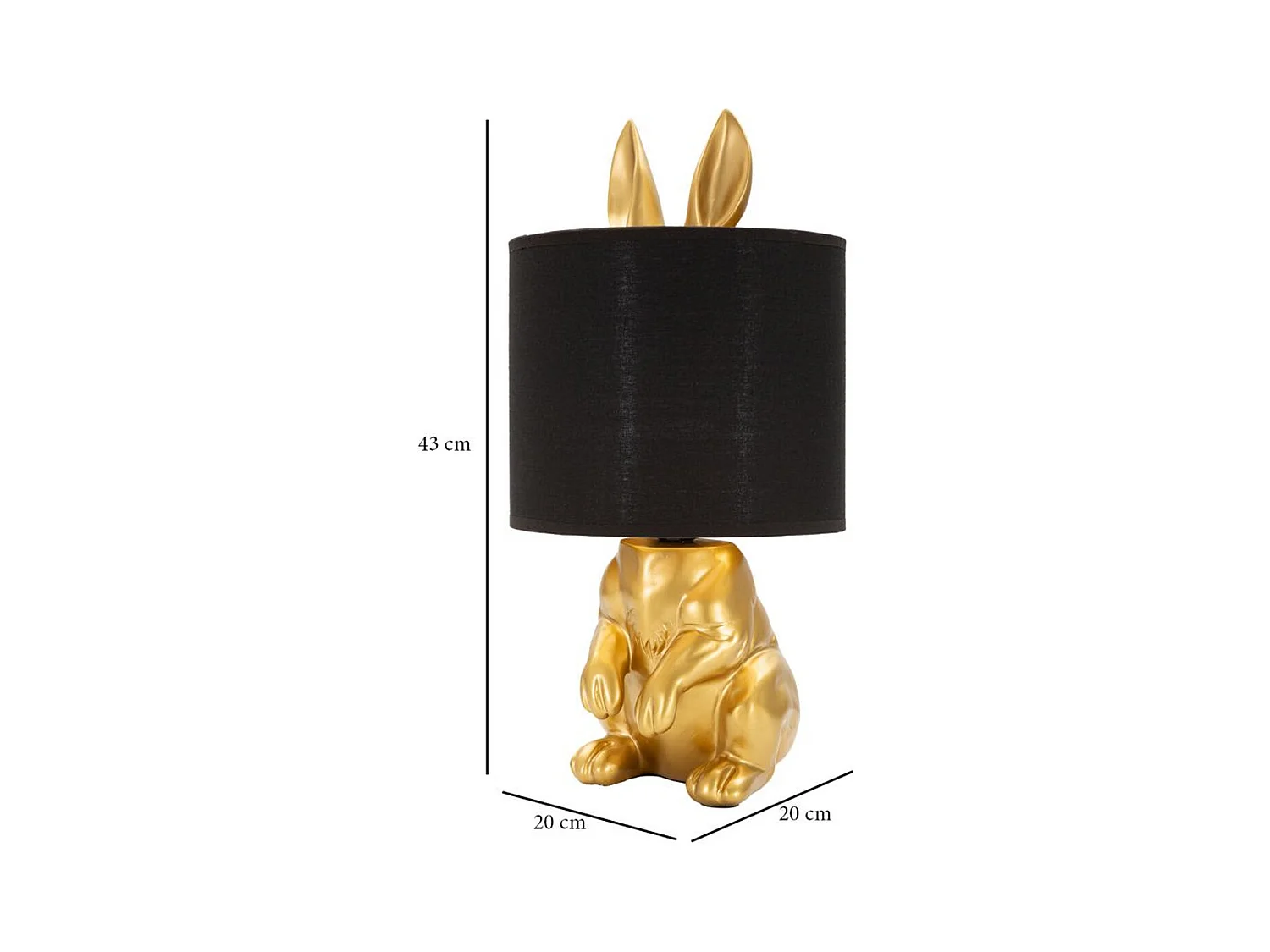 Lampa Stołowa Królik 1, Czarny, 20x20x43 cm, Epikasa