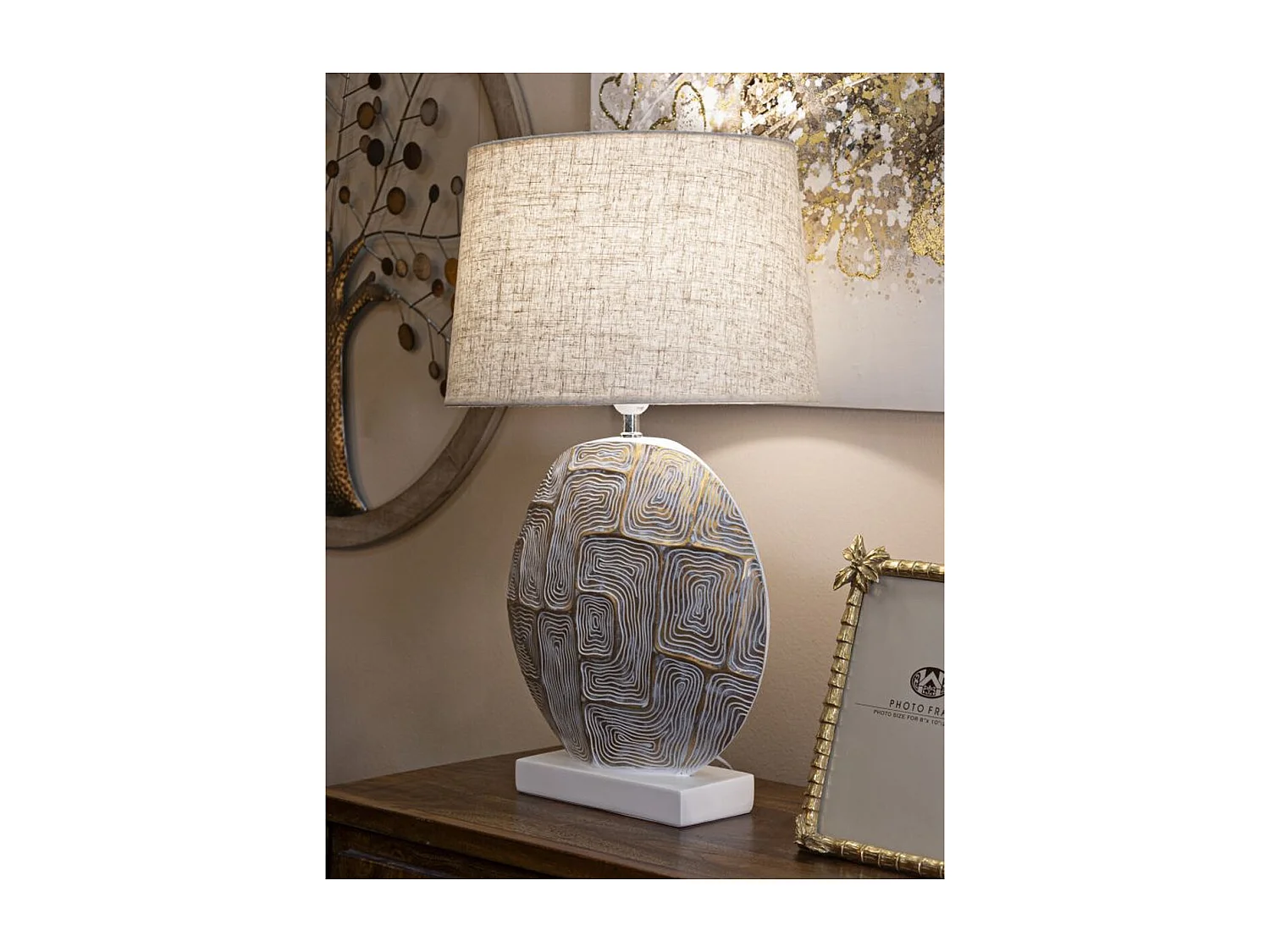 Lampa Stołowa MF165, Beżowy, 38x38x68 cm, Seven Design