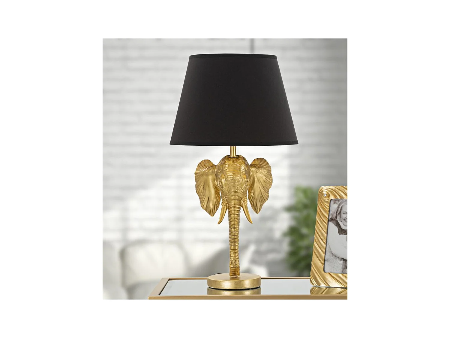 Lampe à Poser Éléphant, Noir, 32x32x59 cm, Seven Design