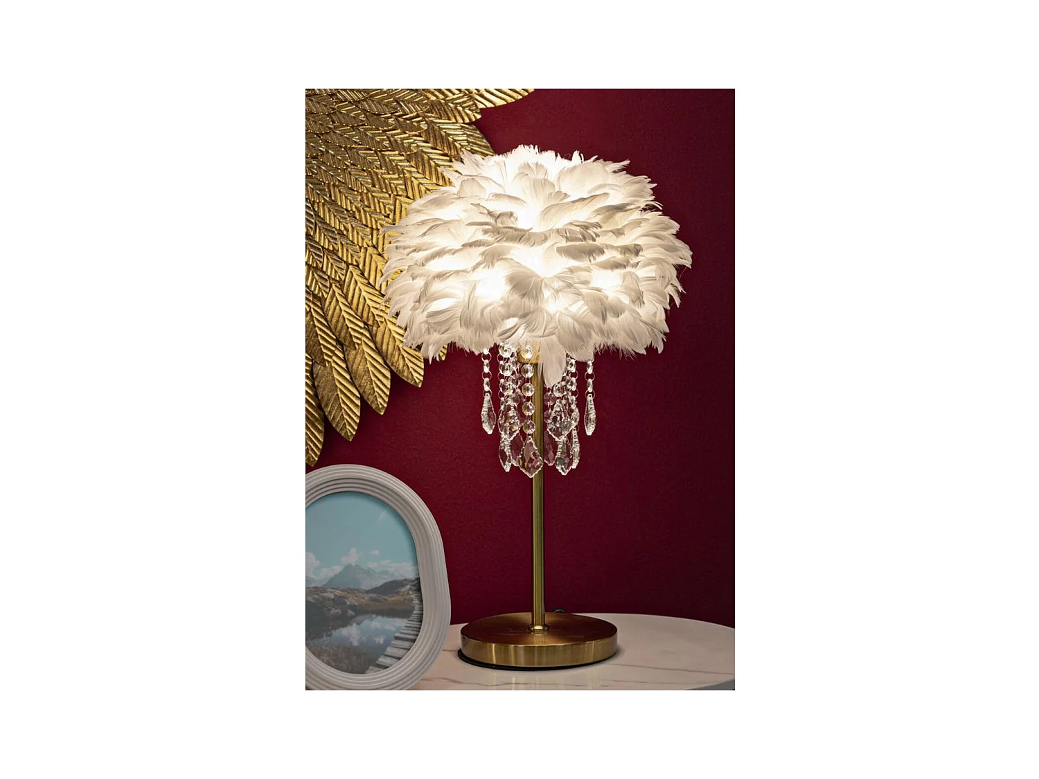 Lampada da Tavolo MF129, Bianco, 30x30x55 cm, Epikasa