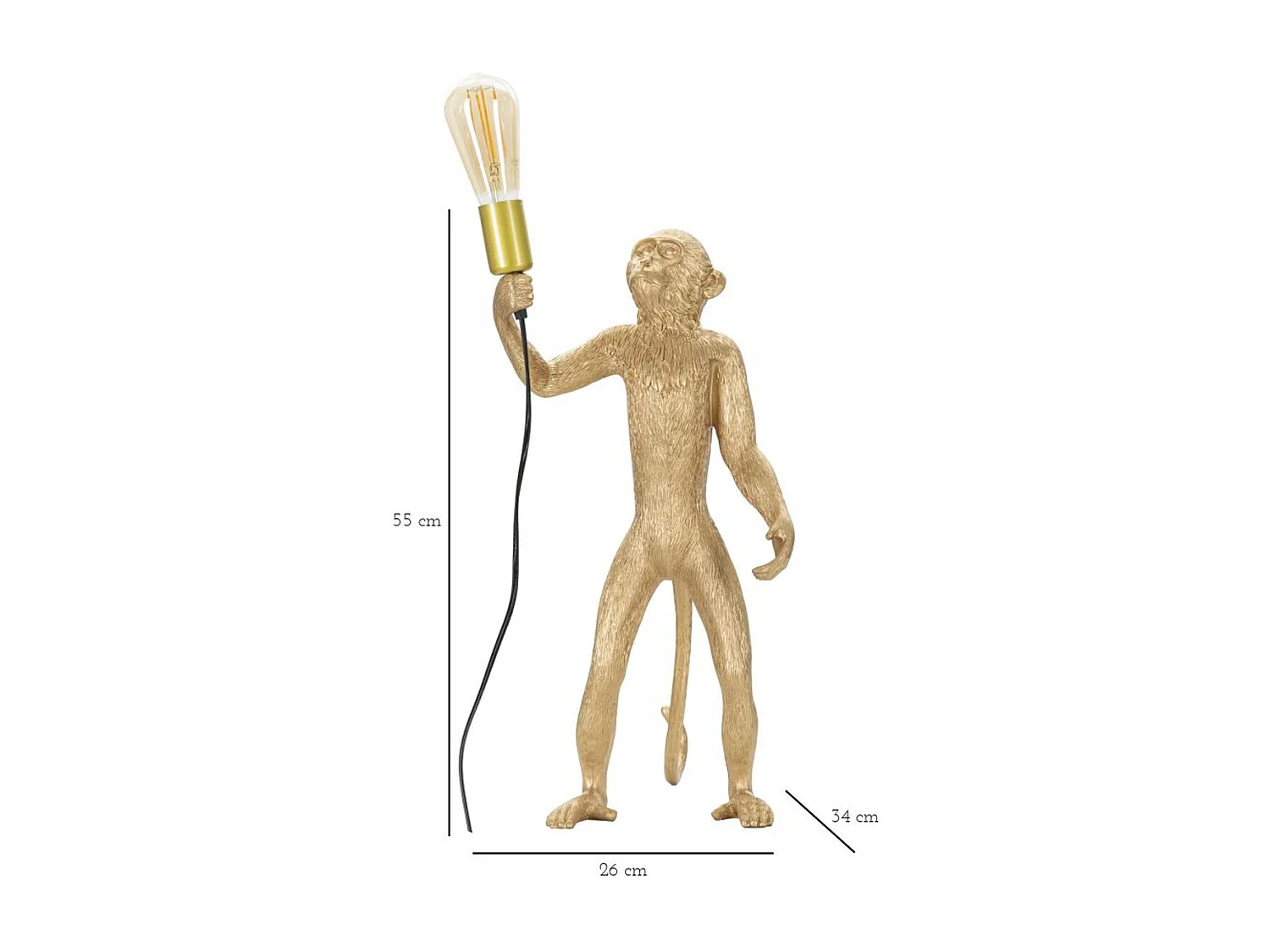 Tafellamp Aap 4, Goud, 26x34x55 cm, Epikasa