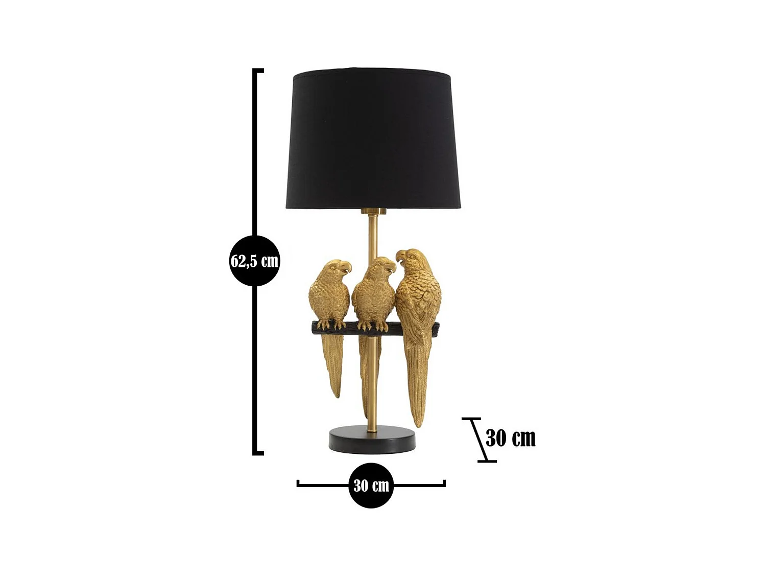 Lampe à Poser Perroquet 3, Noir, 30x30x62,5 cm, Epikasa