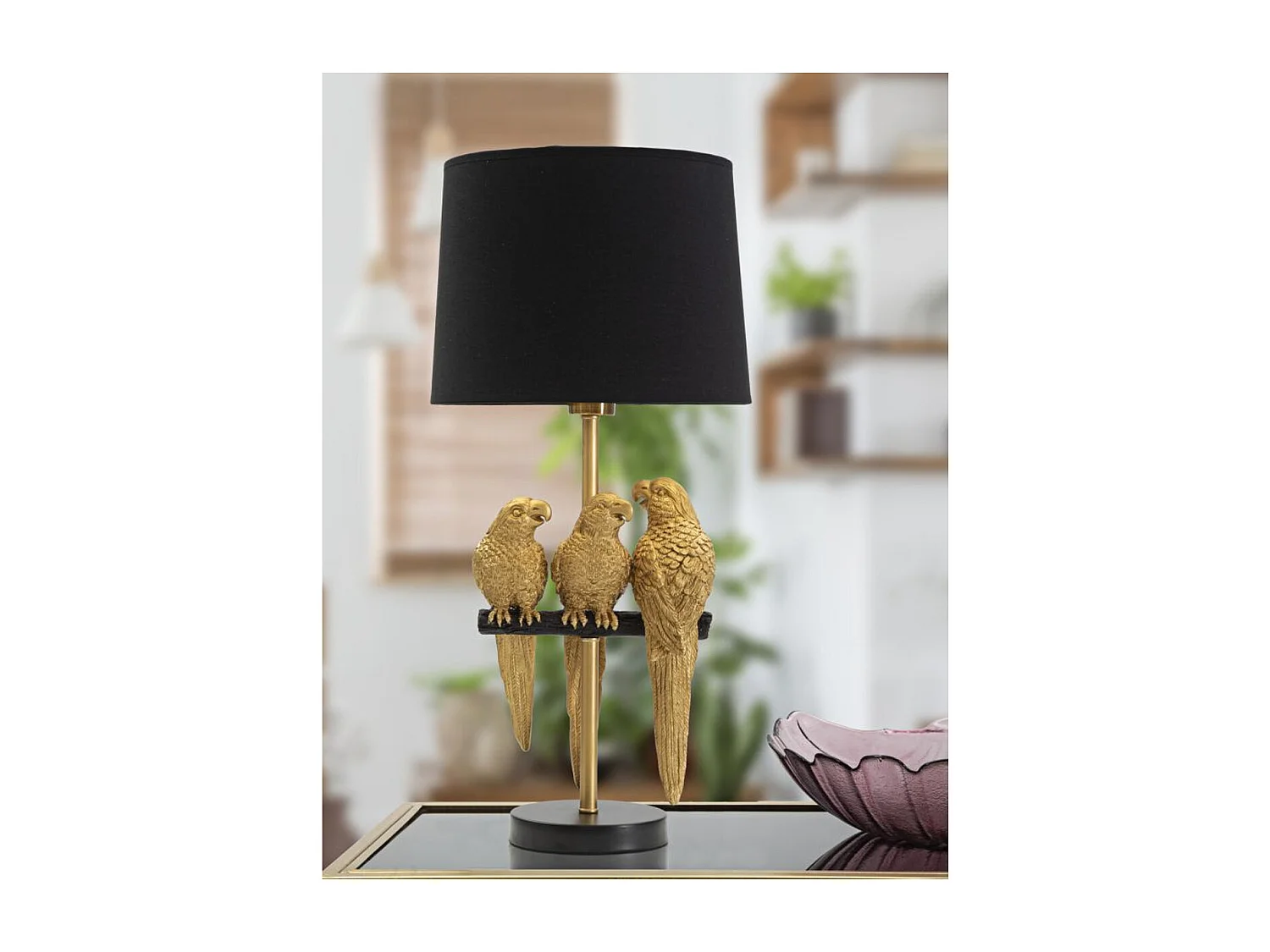 Lampa Stołowa Papuga 3, Czarny, 30x30x62,5 cm, Seven Design