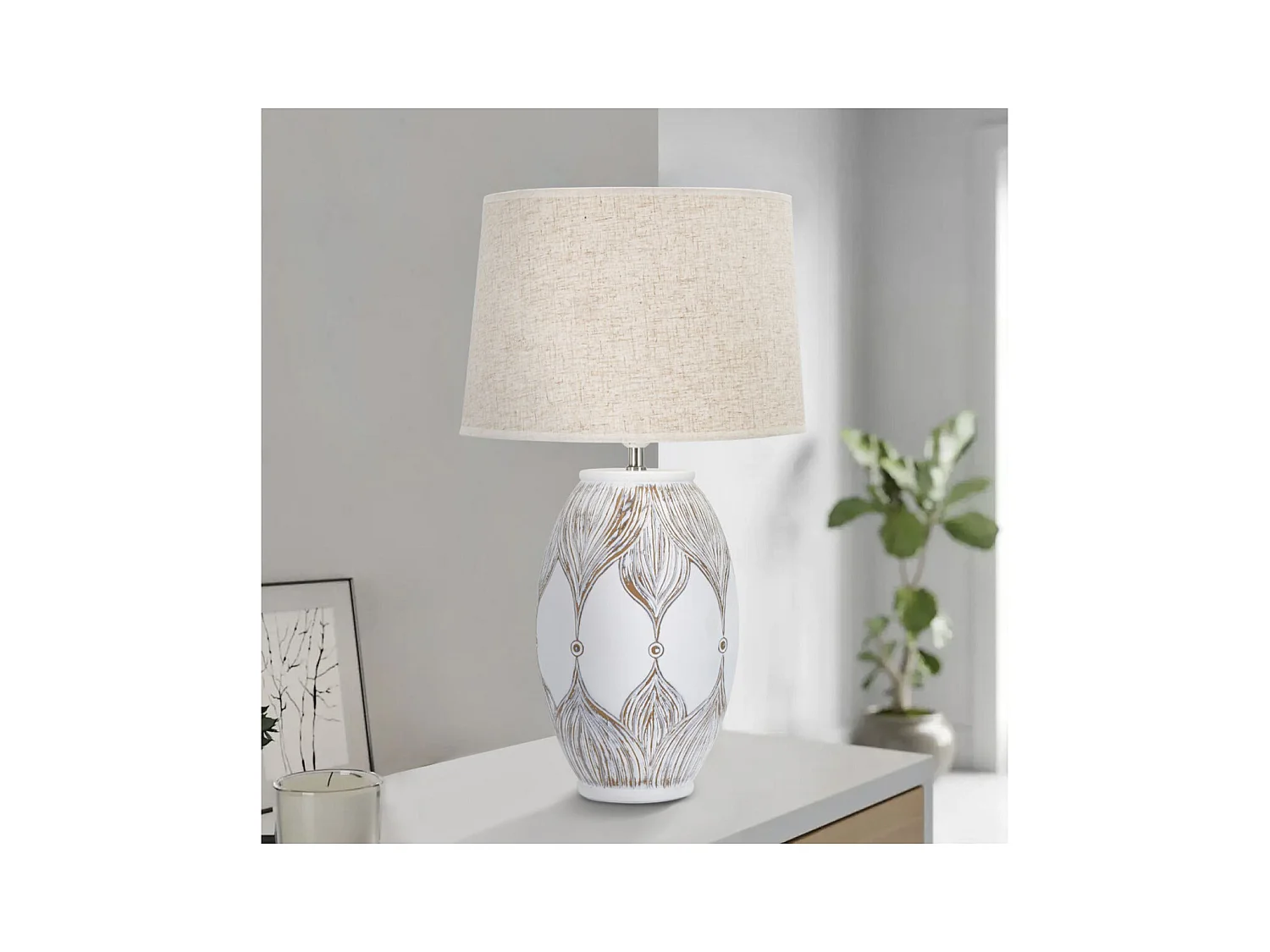 Lampa Stołowa MF166, Biały, 38x38x67 cm, Epikasa