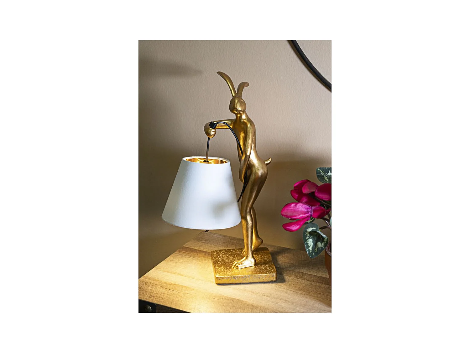 Lampa Stołowa Królik 2, Złoto, 26x16x47 cm, Epikasa