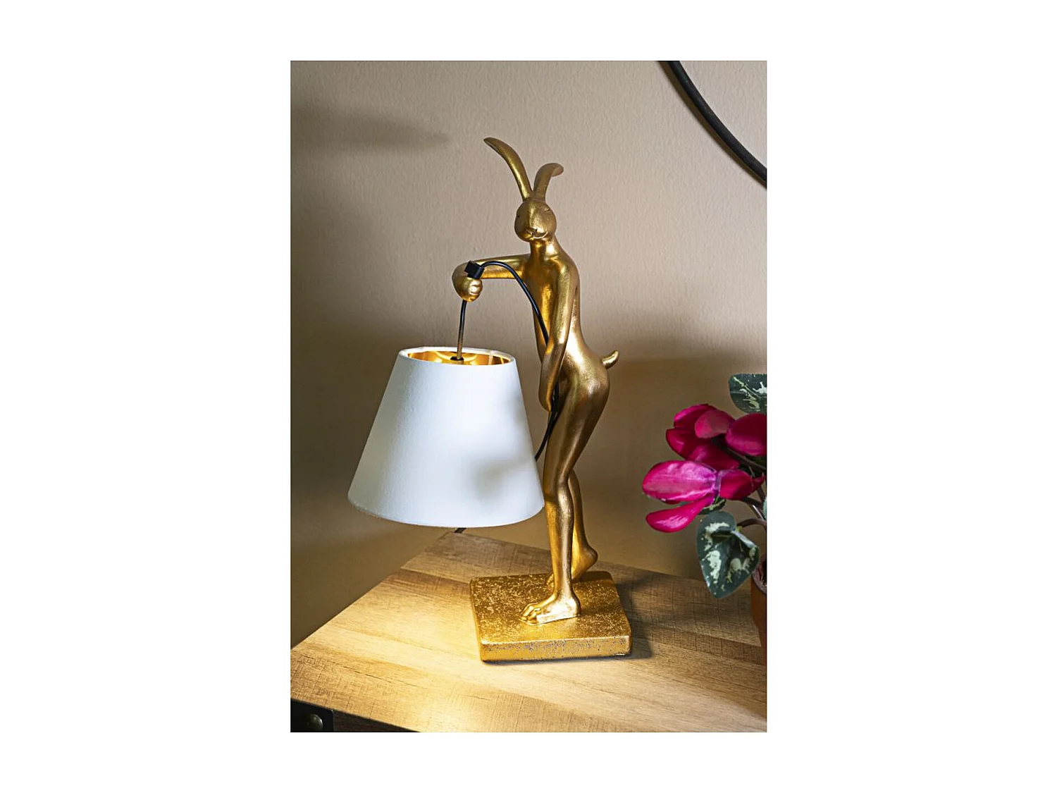 Lampa Stołowa Królik 2, Złoto, 26x16x47 cm, Seven Design