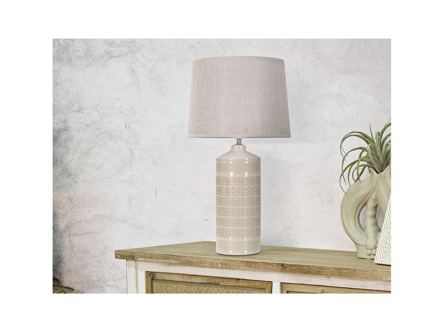 Lampa Stołowa MF115, Beżowy, 30x30x55 cm, Epikasa