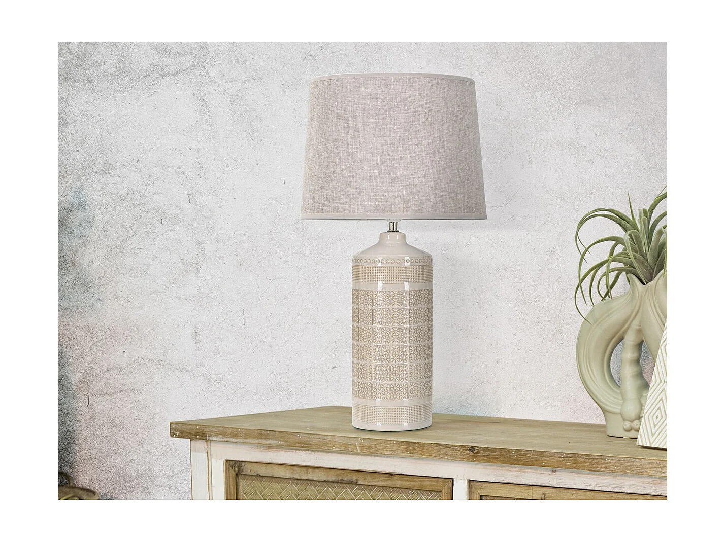 Lampe à Poser MF115, Beige, 30x30x55 cm, Seven Design